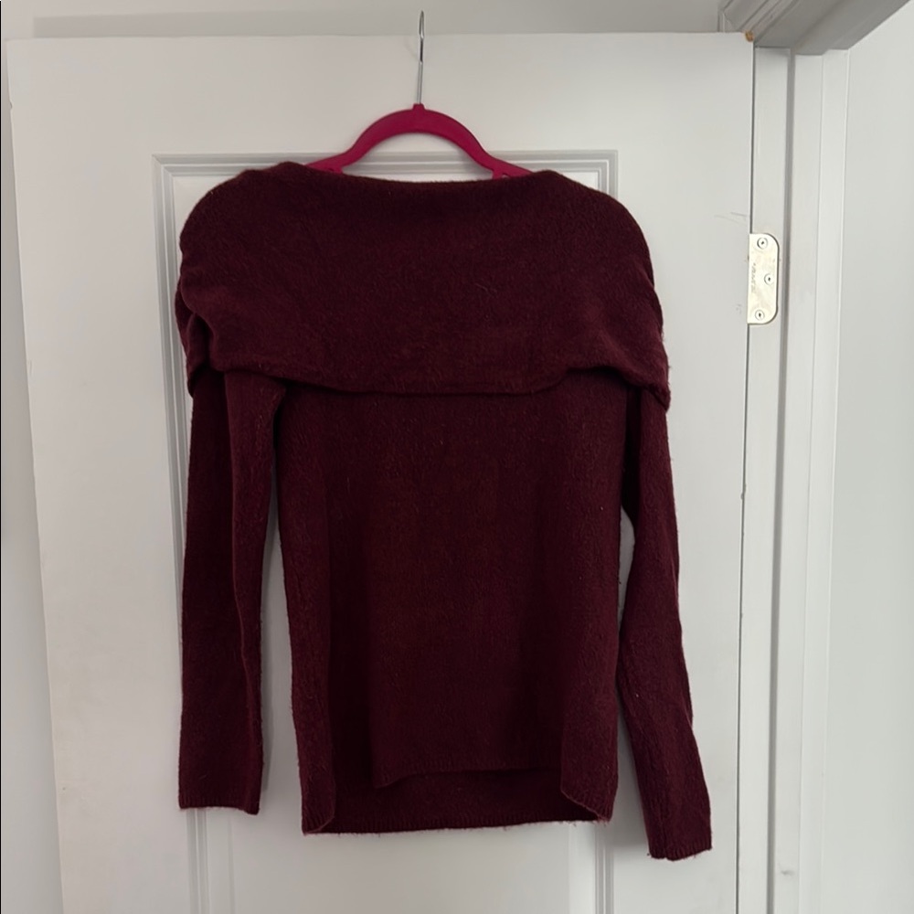 Abercrombie & Fitch Maroon Off-Shoulder Sweater